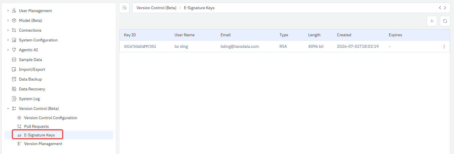 GPG Key Management Page