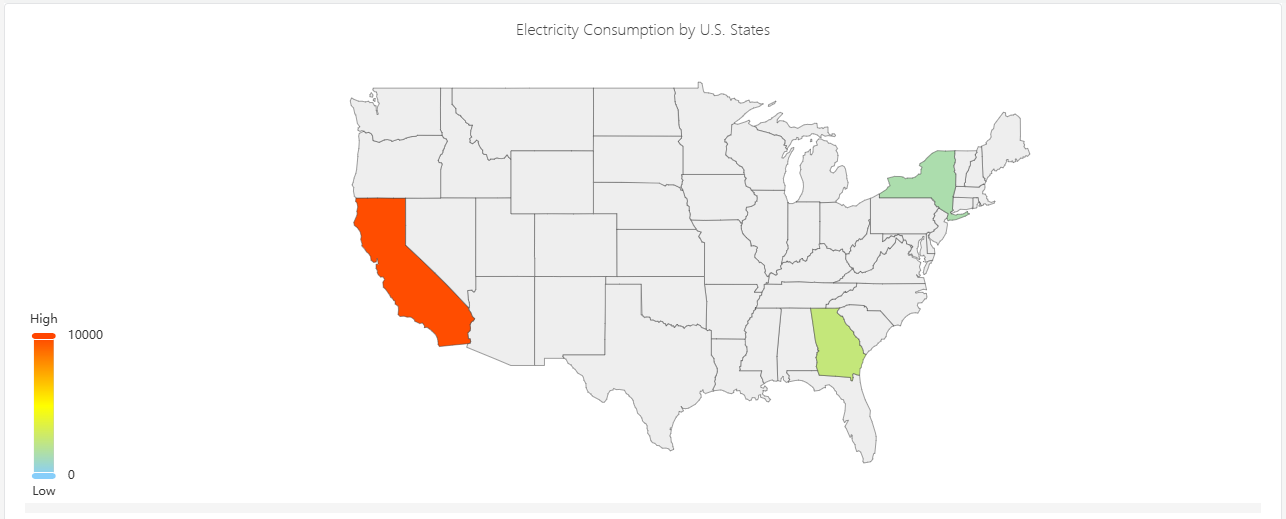 Map chart showing metric values across geographic regions