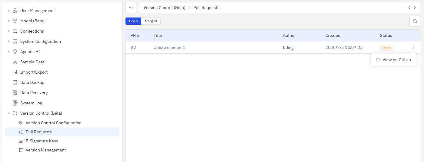 Pull Request List Page
