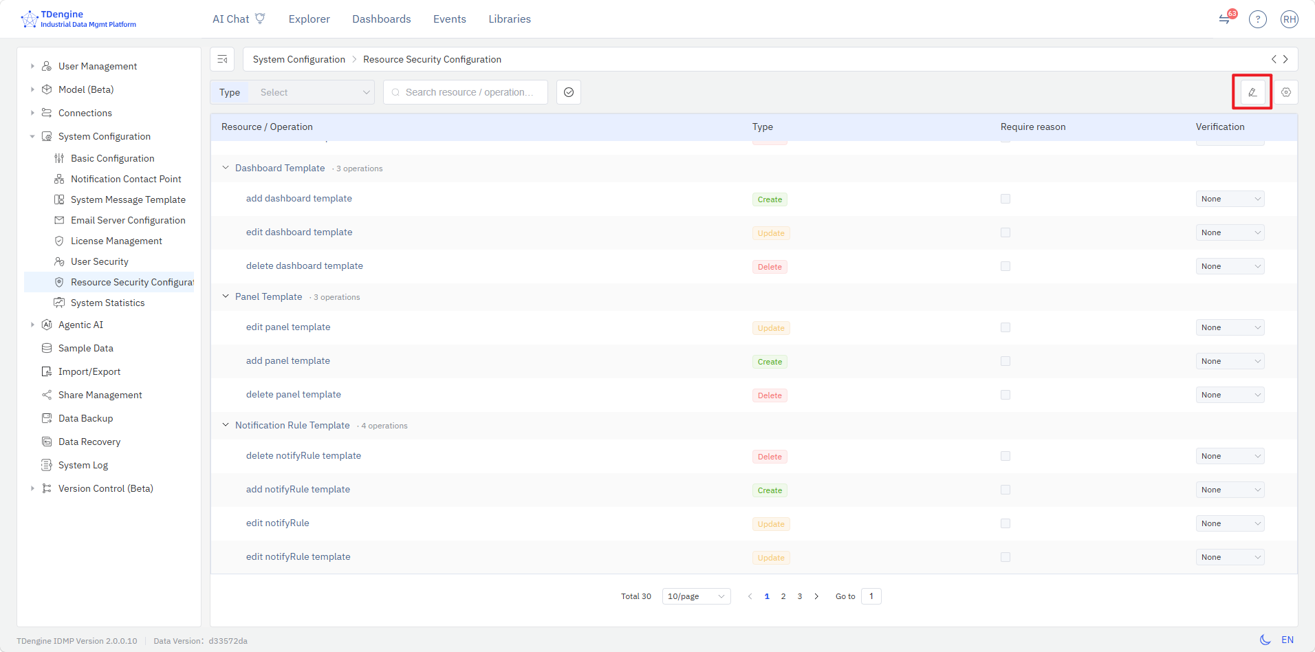 View Resource Security Configuration