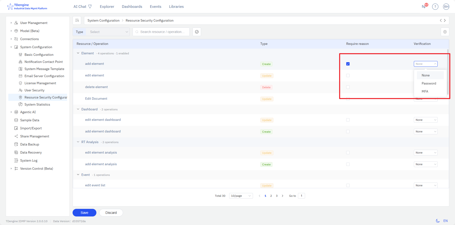 Edit Resource Security Configuration