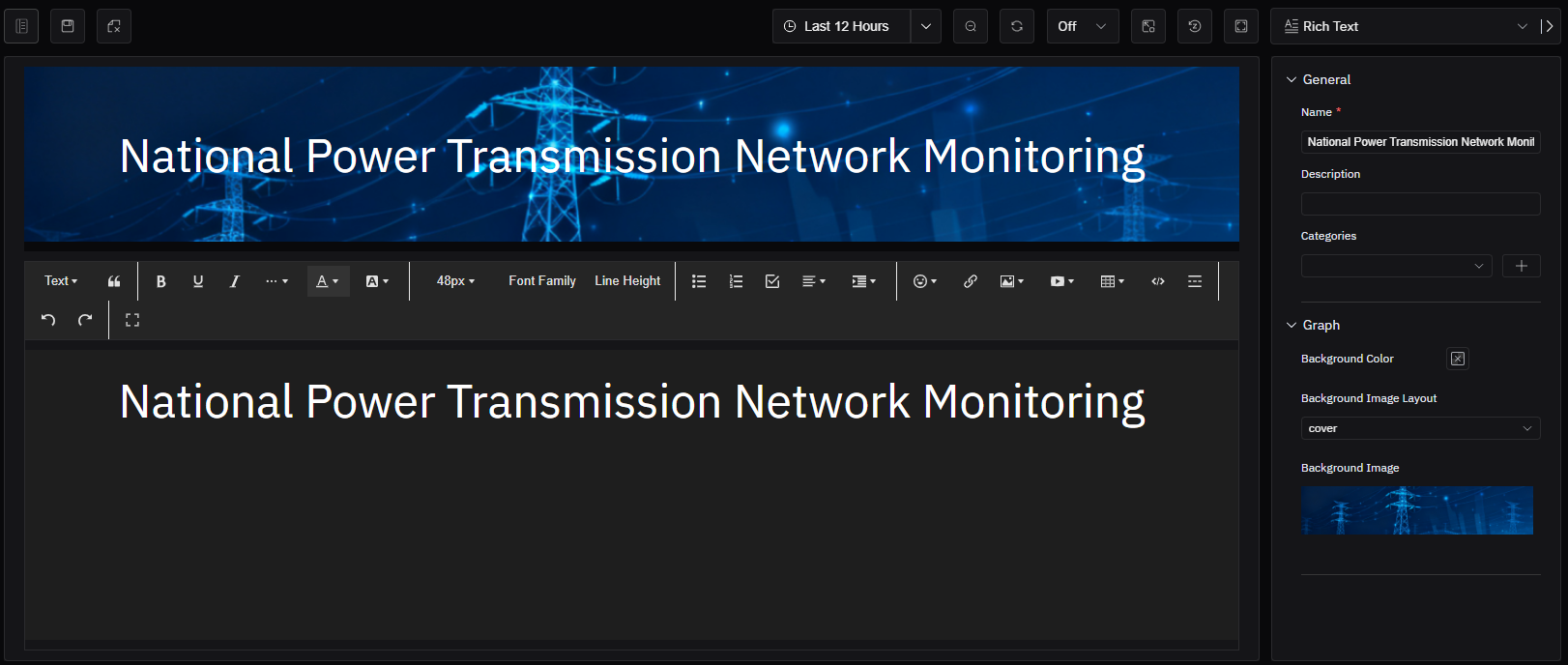 Rich text panel background image configuration