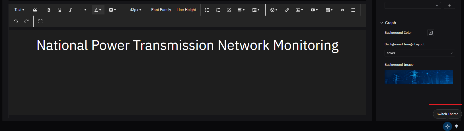 Rich text WYSIWYG editor with formatting toolbar
